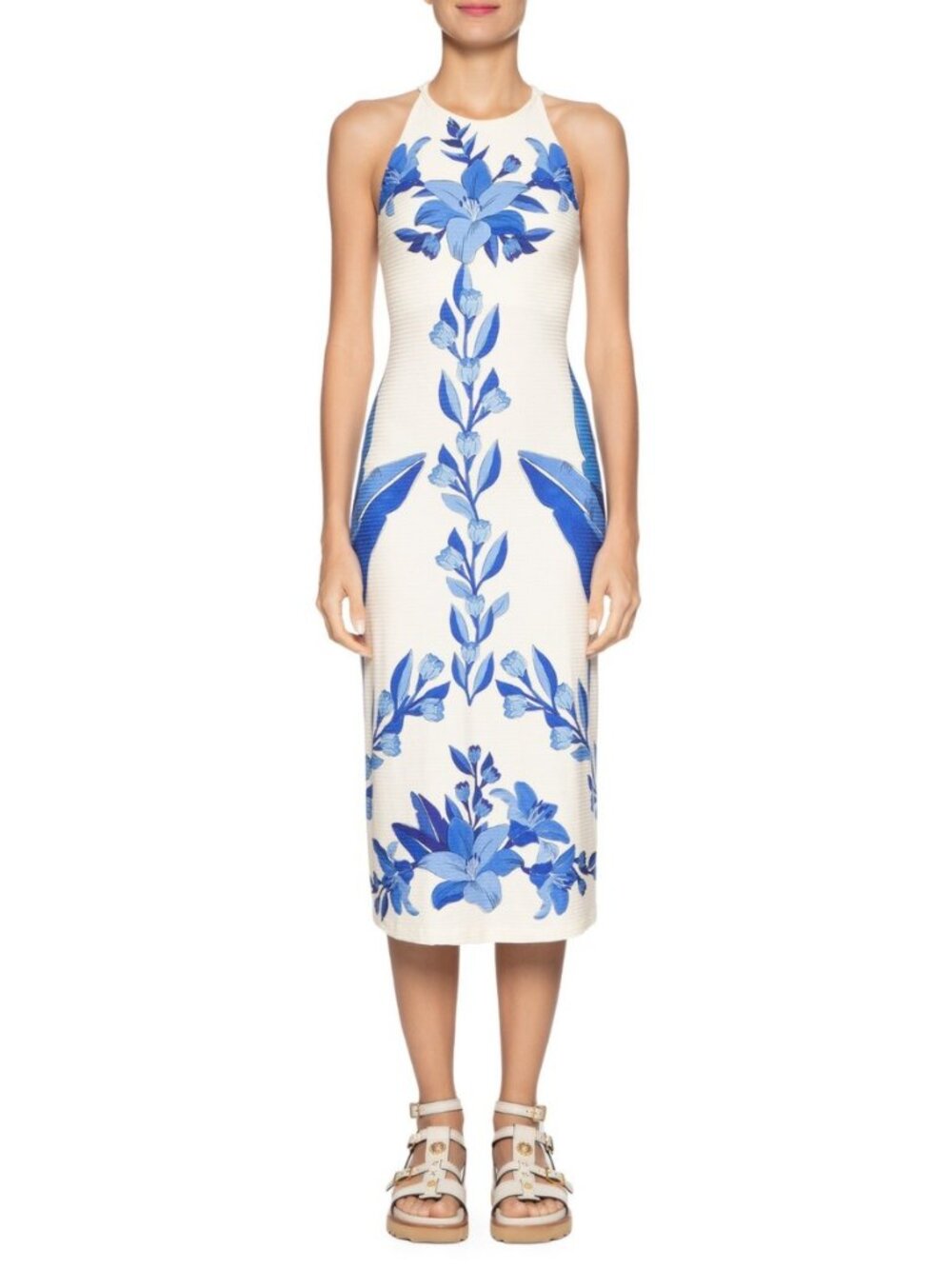Farm Rio Blue and Cream Midi Dress